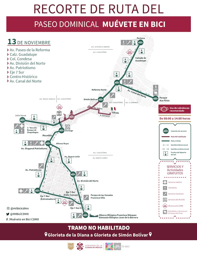 “Muévete en bici” cambia ruta por marcha en favor del INE