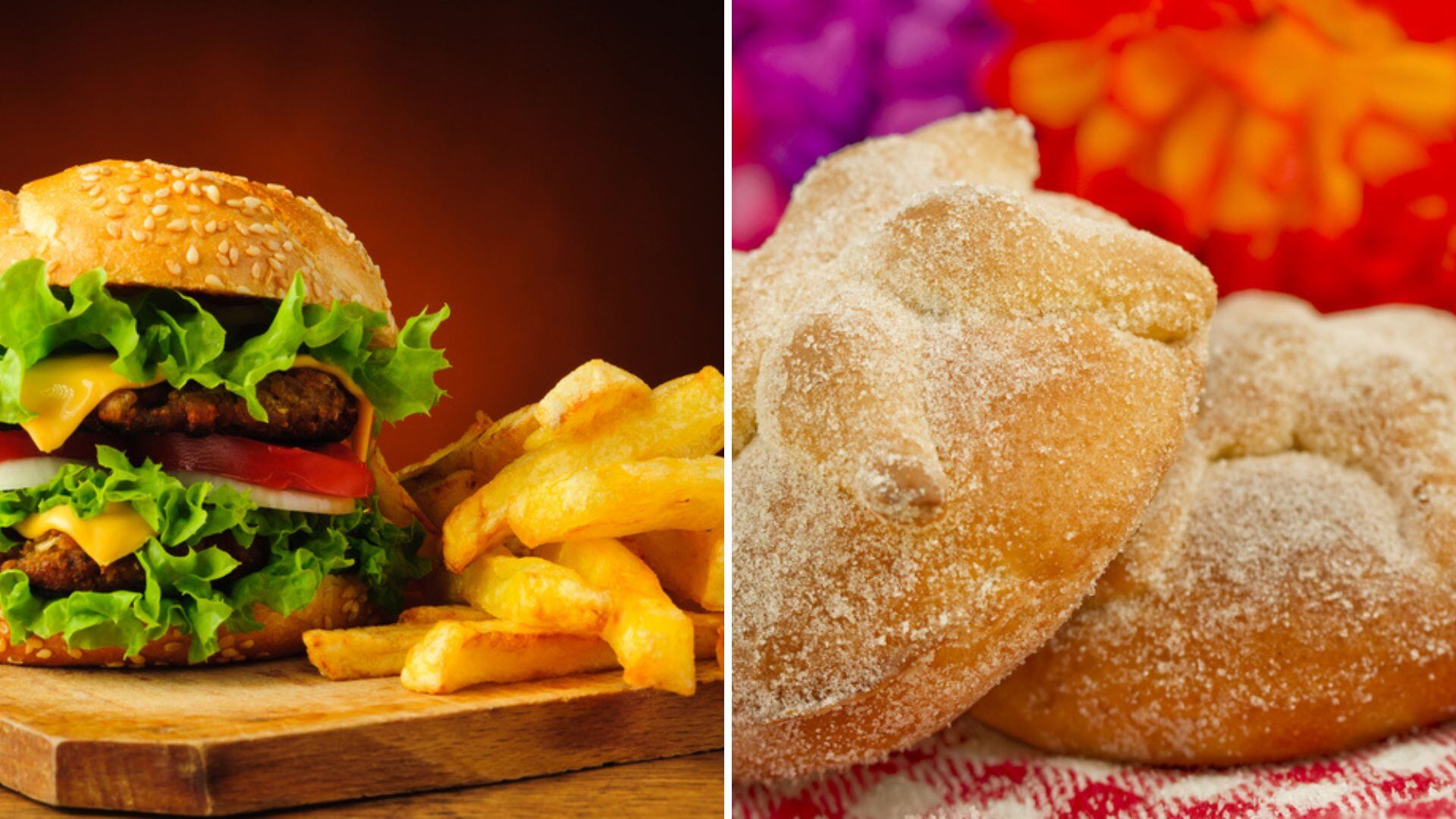 hamburguesa con pan de muerto