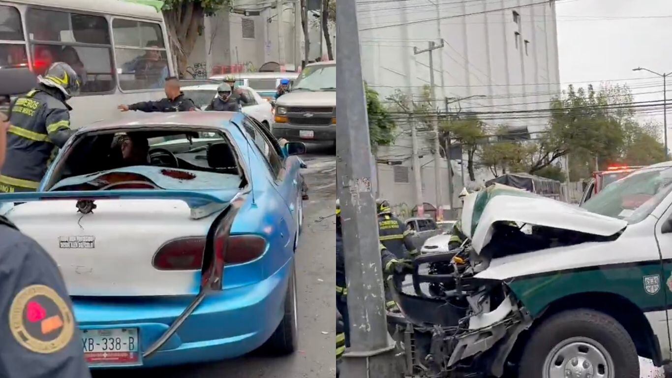 Patrulla se estrella con auto particular