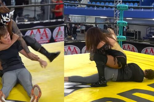 ¿Adiós al futbol? Luchadora profesional aplica fuerte llave a Marion Reimers