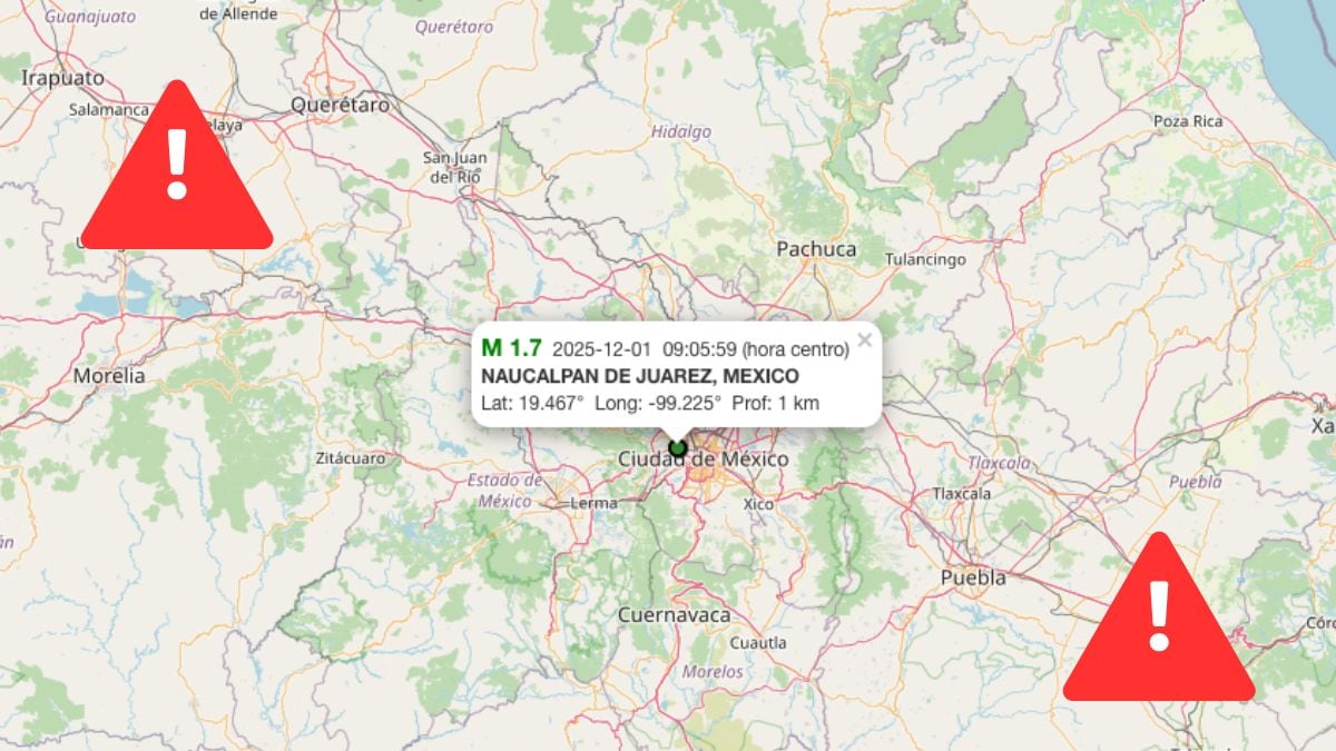 Sismo en Naucalpan de Juárez hoy lunes 1 de diciembre; sorprende a habitantes del Edomex