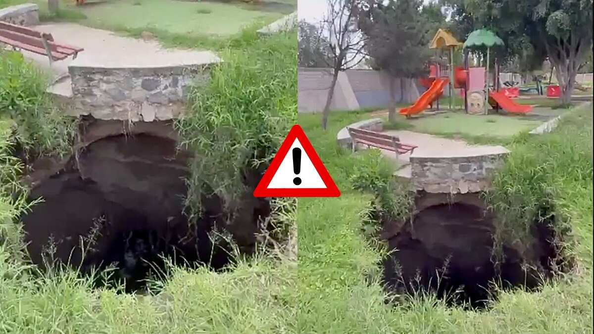 ¡Se puede hundir todo! Socavón amenaza área de juegos infantiles en unidad habitacional de la GAM