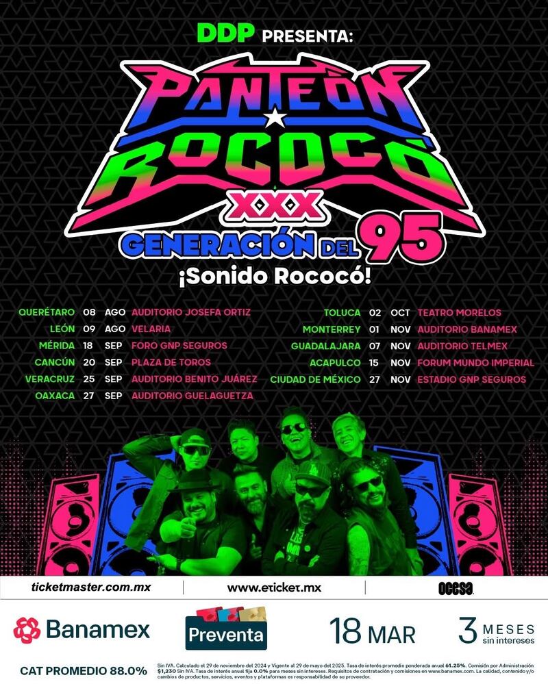 Fechas confirmadas de Panteón Rococó