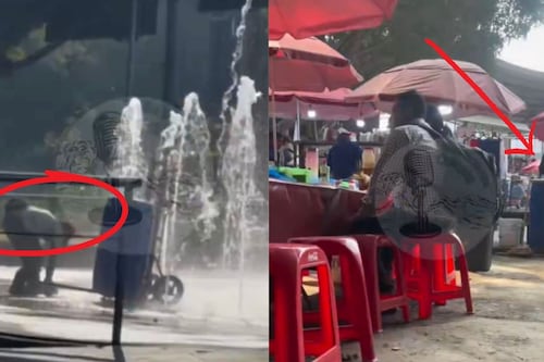 Video: Exhiben a taquero tomando agua de fuente pública para su negocio