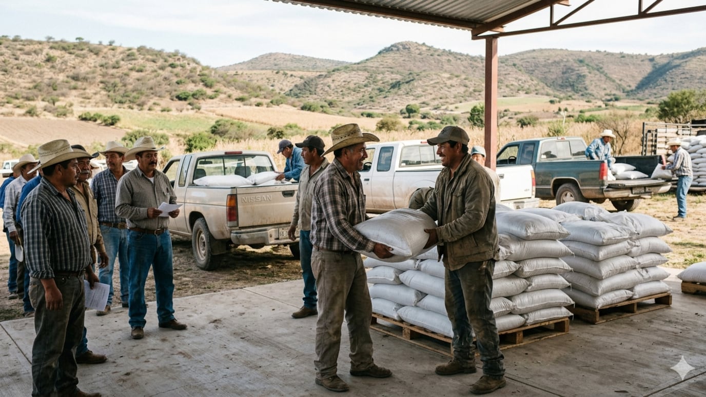 Productores acuden a centros de distribución en Guanajuato para recibir fertilizantes gratuitos del programa federal 2026, destinados a fortalecer la producción de cultivos básicos en el estado.