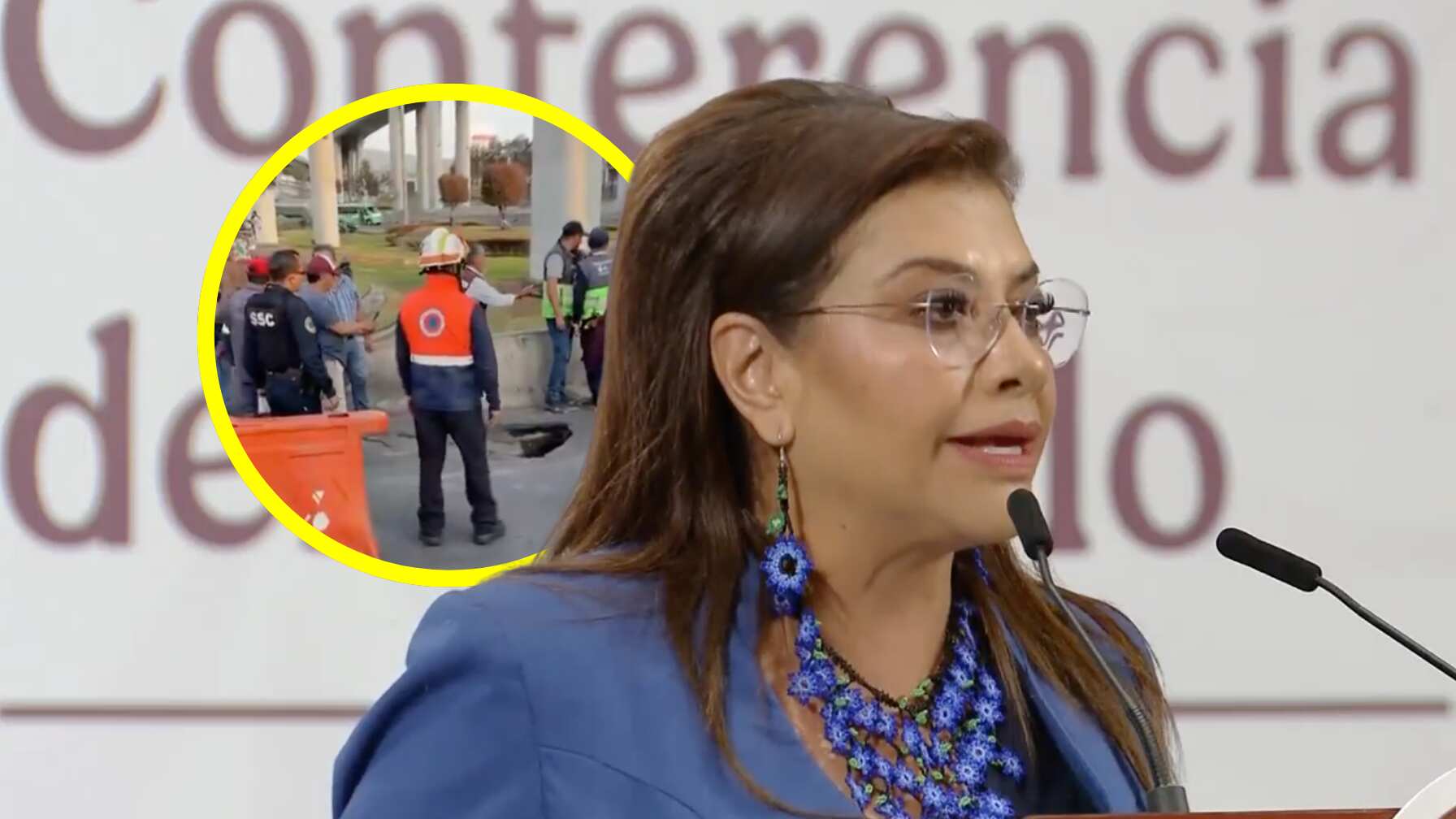 Clara Brugada descartó que sea un socavón en el Puente de la Concordia y detalló las acciones de seguridad tomadas.