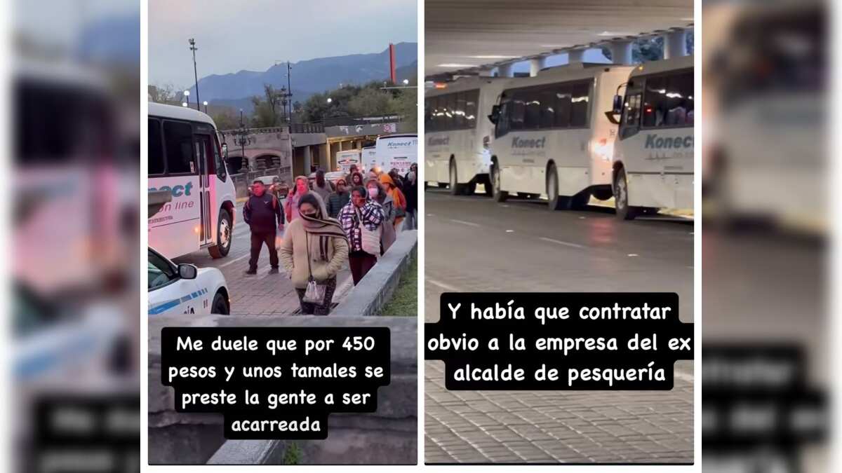 En la grabación se observa como decenas de personas se dirigen a camiones estacionados en la calle Zuazua.