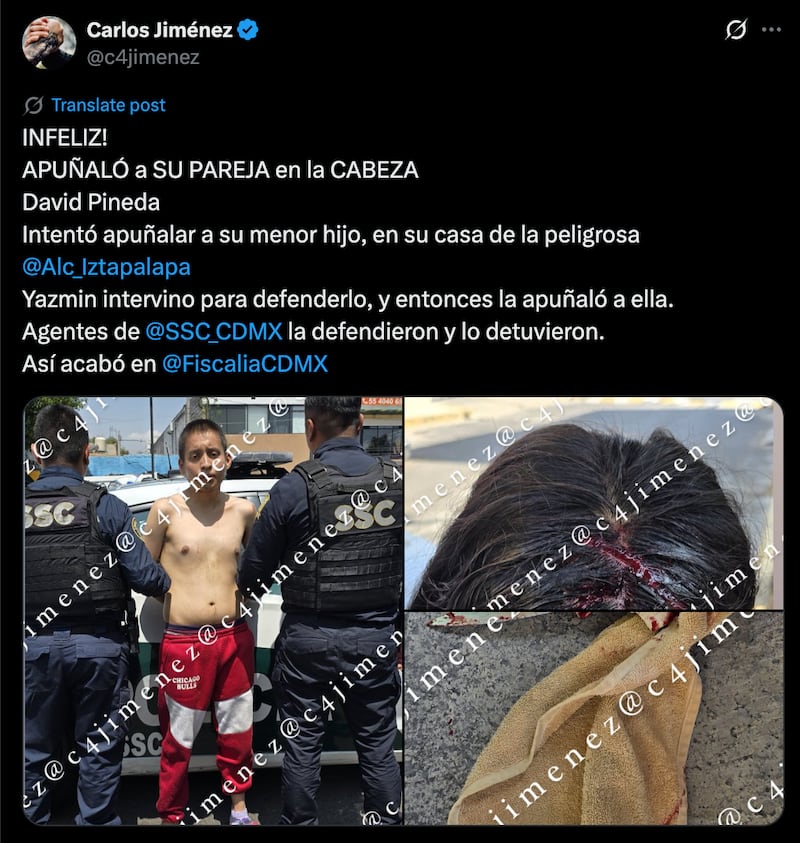 Iztapalapeño acuchilla a su esposa
