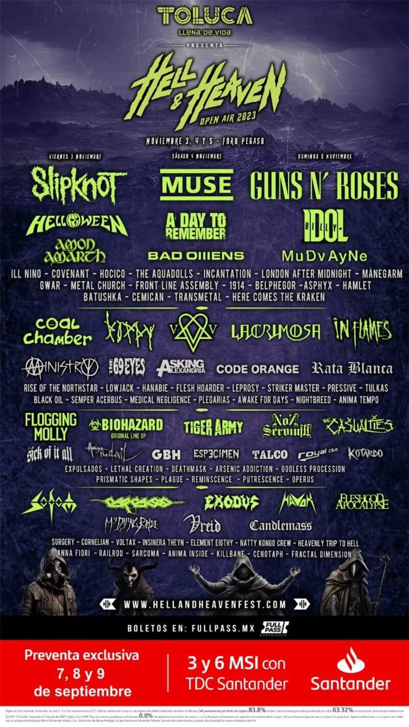 Slipknot, Muse, Guns N' Roses encabezar el festival de rock y metal en México.