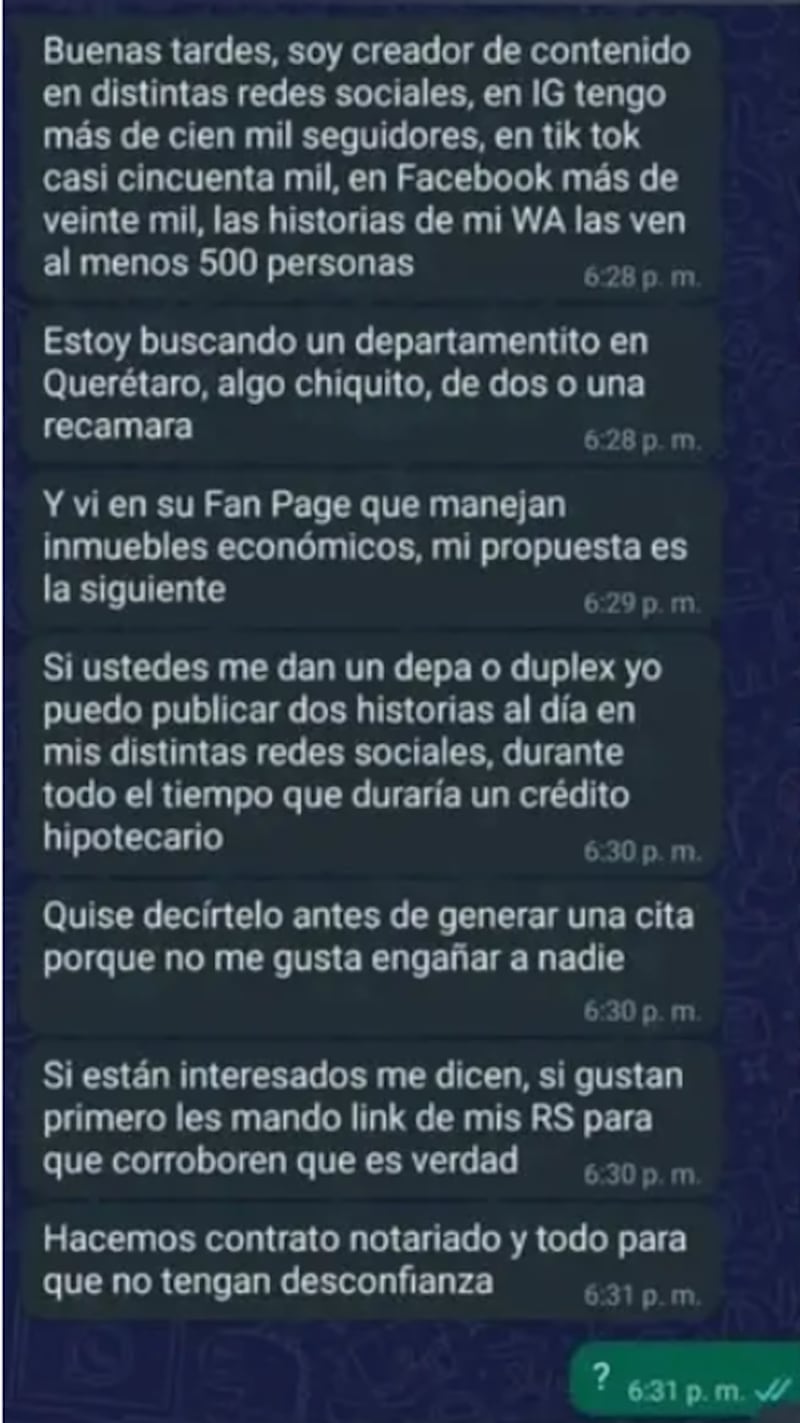 ¿Colaboración o rugido de tripas? Famoso tiktoker intenta pagar departamento de lujo con videos virales