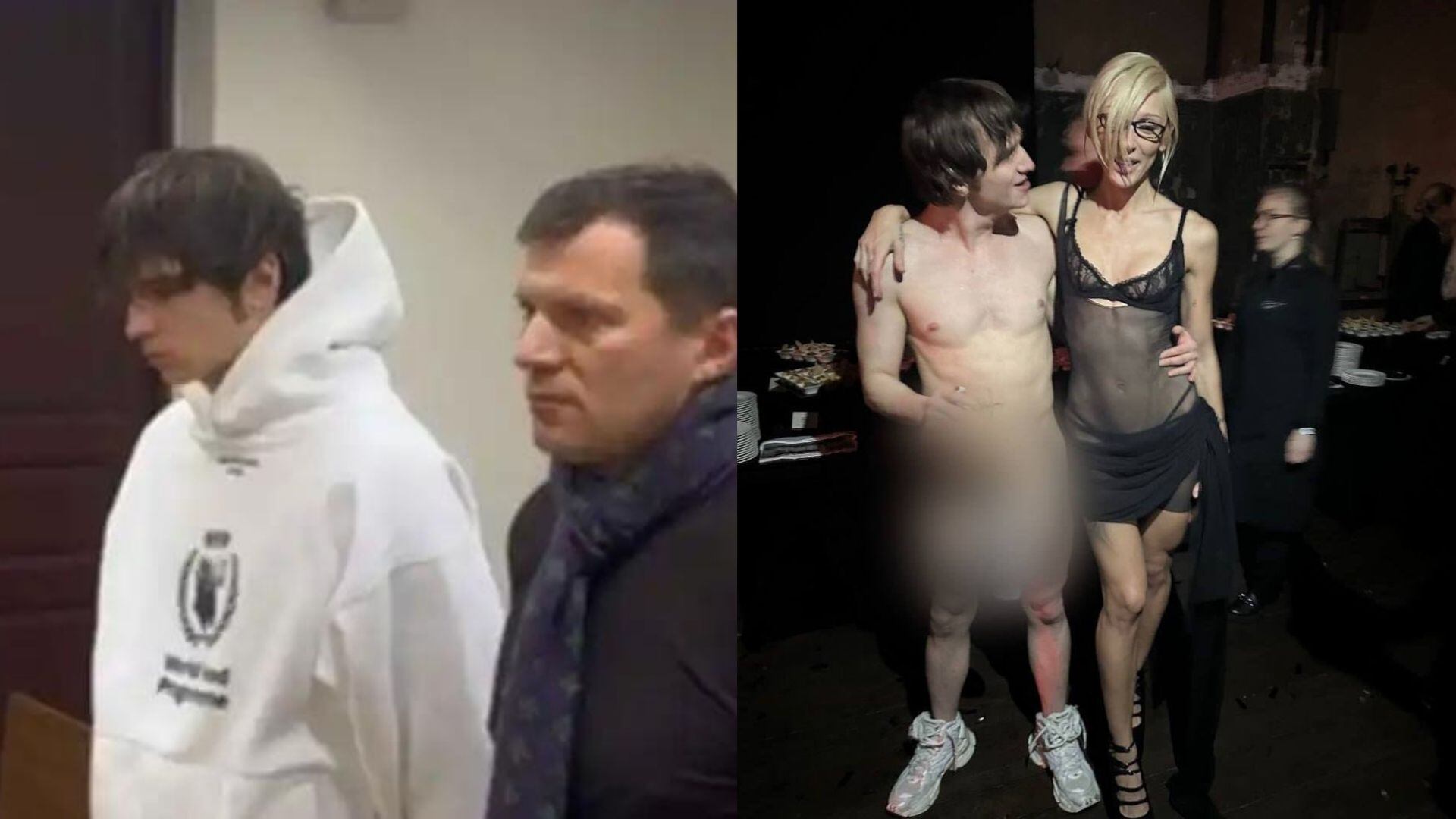 Anastasia Ivleeva y el rapero Nikolai Vasilie durante la fiesta y en el juicio de éste último.