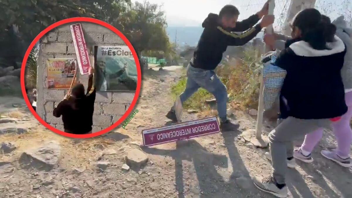 Vecinos de la colonia 4T en Edomex arrancan letreros que hacen referencias a programas y frases de AMLO