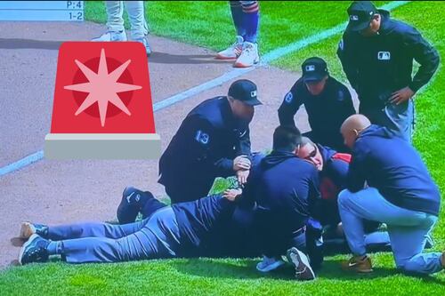Pelotazo de terror, árbitro de la MLB hospitalizado tras brutal impacto - video