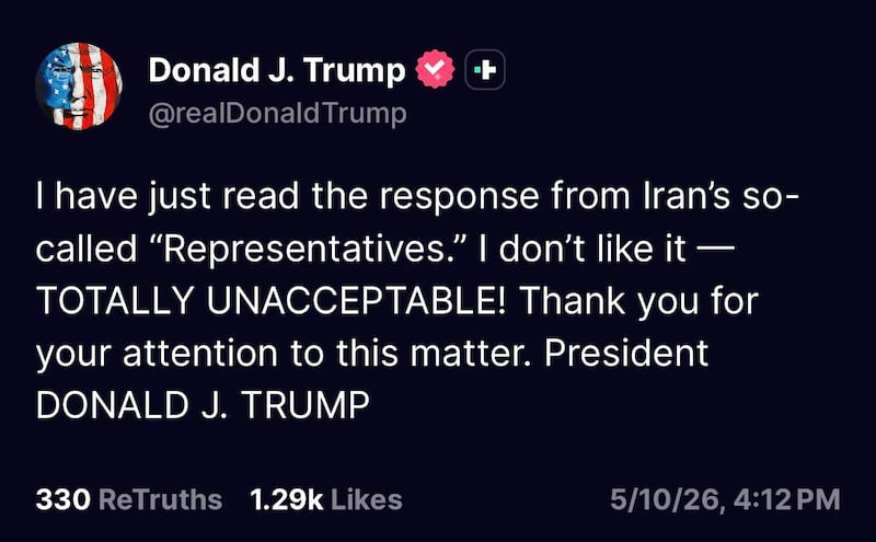 Trump se pronunció este domingo en sus redes y en TV.