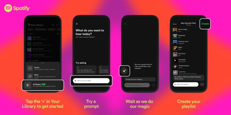 Como si fuera ChatGPT, Spotify integra una nueva función de IA que permite armar listas de reproducción mediante prompts de texto.
