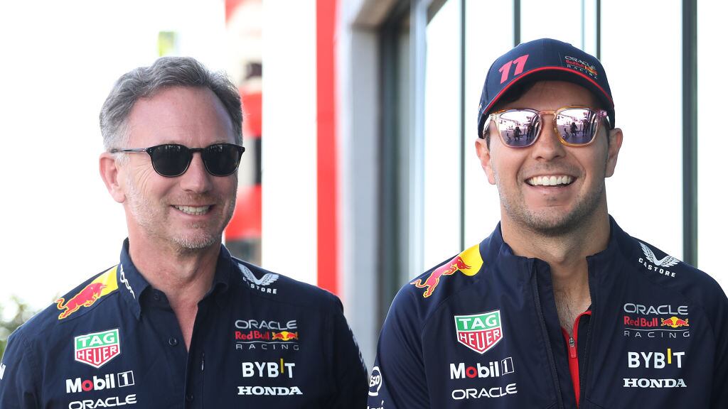 Christian Horner y Checo Pérez