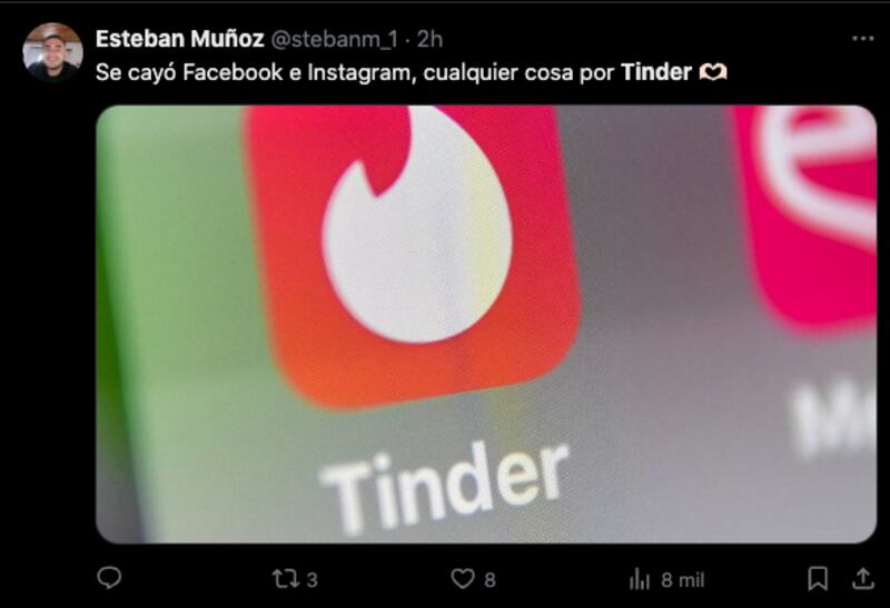 Usuarios descargan Tinder ‘para comunicarse’ tras caída de Facebook en Instagram