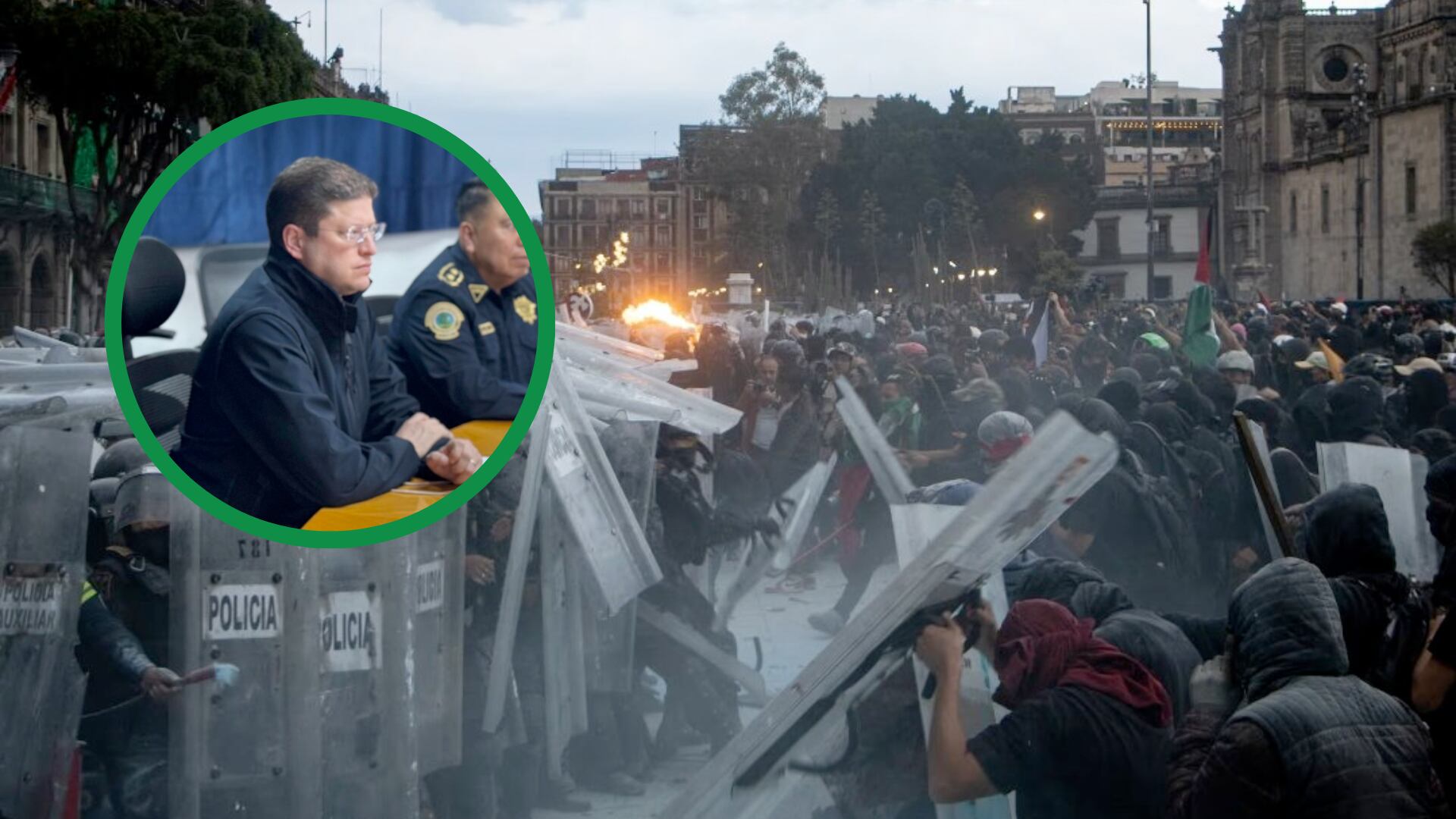 La marcha conmemorativa del 2 de octubre terminó con actos vandálicos, bombas molotov y enfrentamientos entre policías y el bloque negro.