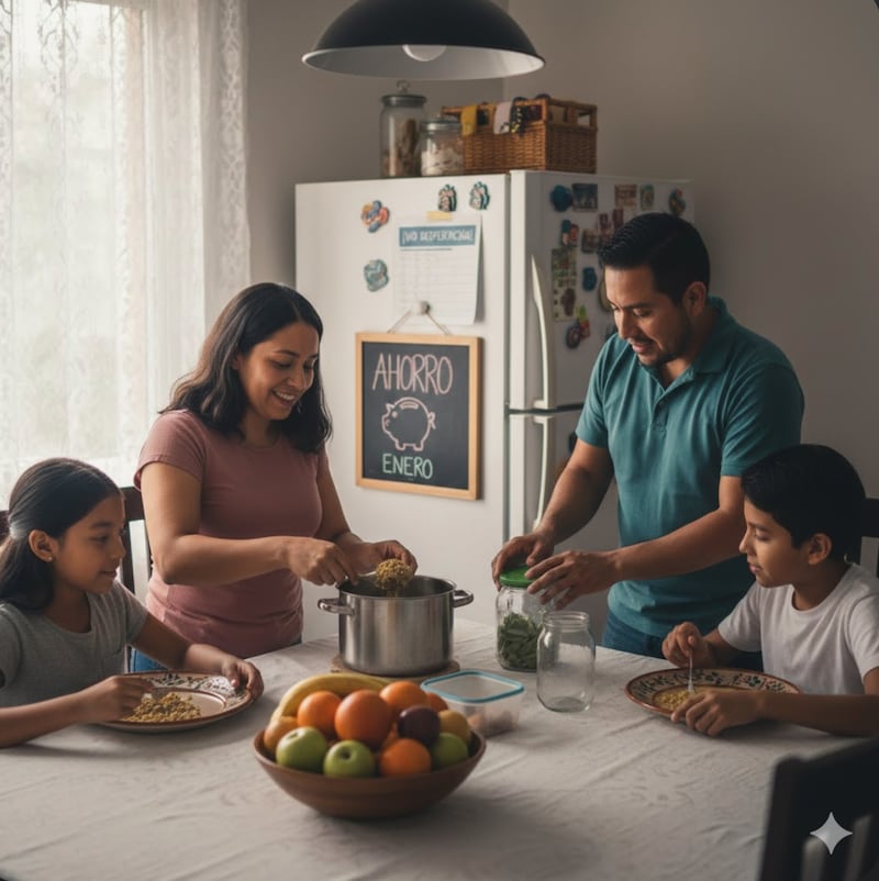 Familia mexicana ahorra