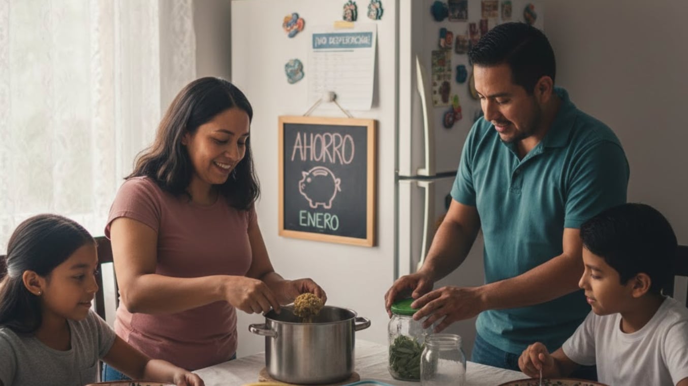 Familia mexicana ahorra