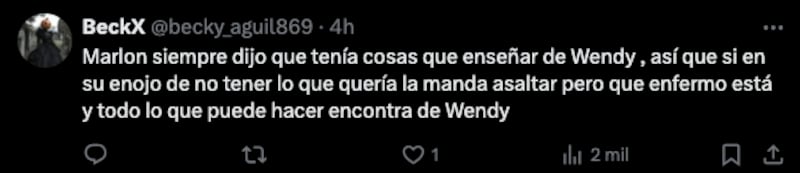 Comentario en X sobre el video de Wendy Guevara