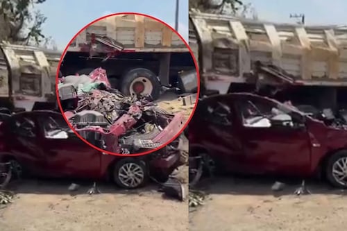 Camión de carga vuelca y aplasta auto en Naucalpan; reportan al menos 3 muertos