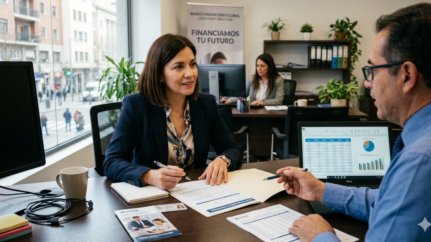Mujer solicitando un crédito financiero