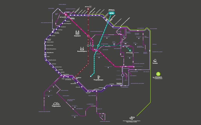 Mapa de movilidad en la Zona Metropolitana de Guadalajara.