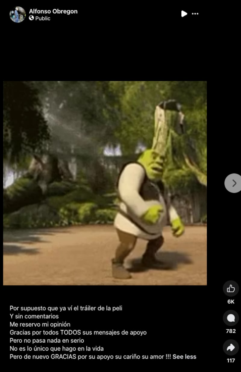 Alfonso Obregón rompe el silencio sobre Shrek 5