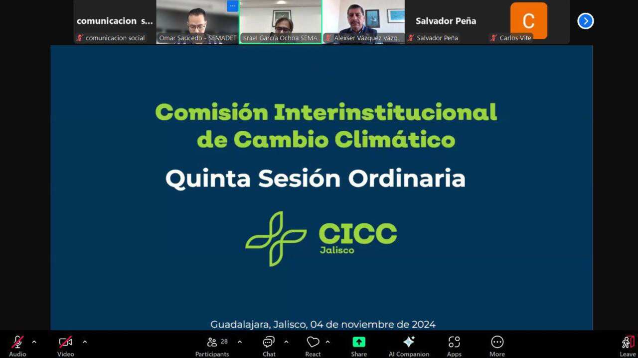 En la quinta sesión ordinaria de la Comisión Interinstitucional para la Acción ante el Cambio Climático (CICC), el estado de Jalisco reafirmó su compromiso hacia la acción climática mediante el Programa Estatal de Acción ante el Cambio Climático (PEACC).