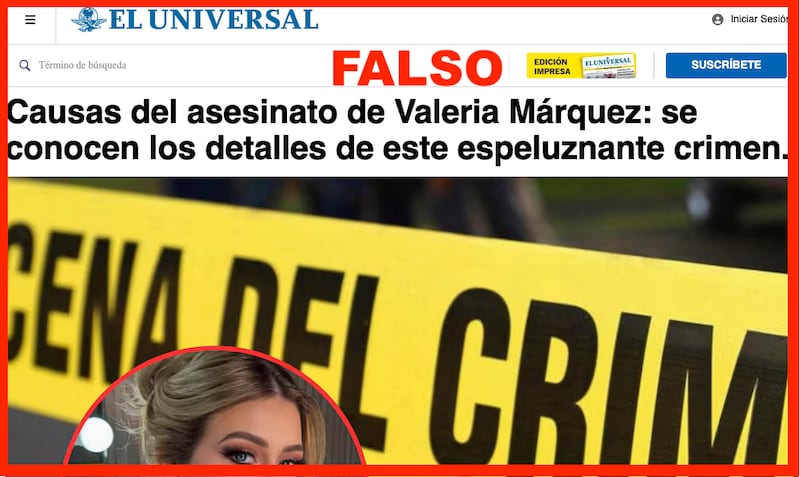 Una campaña de fraude usa la imagen de Valeria Márquez y noticias falsas para robar dinero a los lectores.