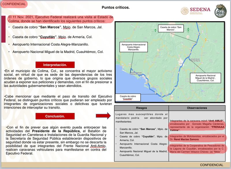 Líderes sociales, principal riesgo para Sedena en giras de AMLO