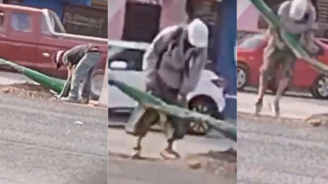 Por andar robando postes de luz, ladrones causan accidente de tráfico