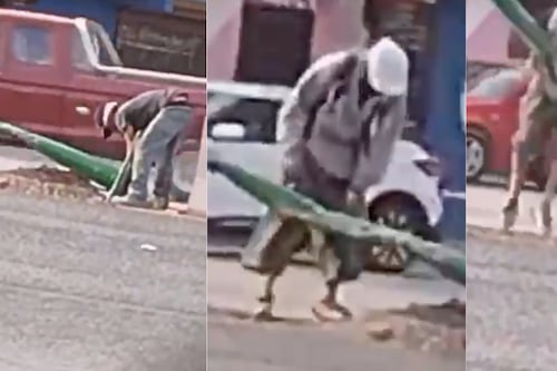Por andar robando postes de luz, ladrones causan accidente de tráfico
