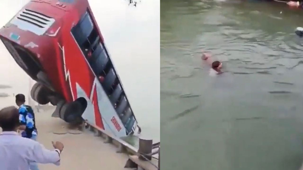 Autobús cae a un río en Asia