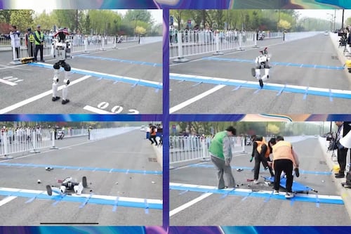 ¿Los robots ya superan a los humanos? En China, uno rompió un récord mundial… y otro cae antes de empezar