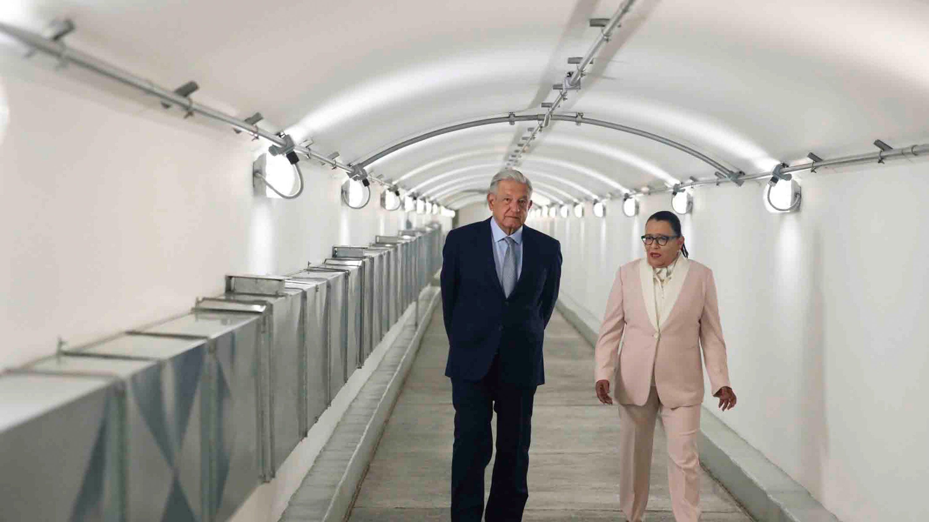Recorrido del presidente Andrés Manuel López Obrador en el búnker construido por García Luna