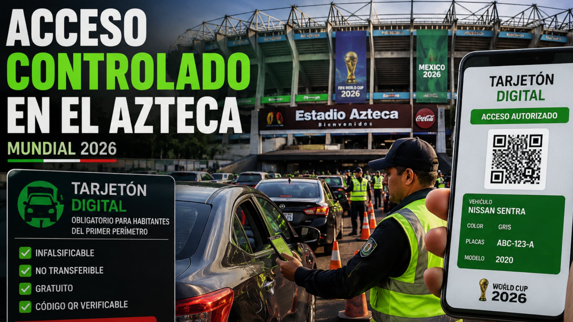 Vecinos del Estadio Azteca deberán contar con un tarjetón digital.