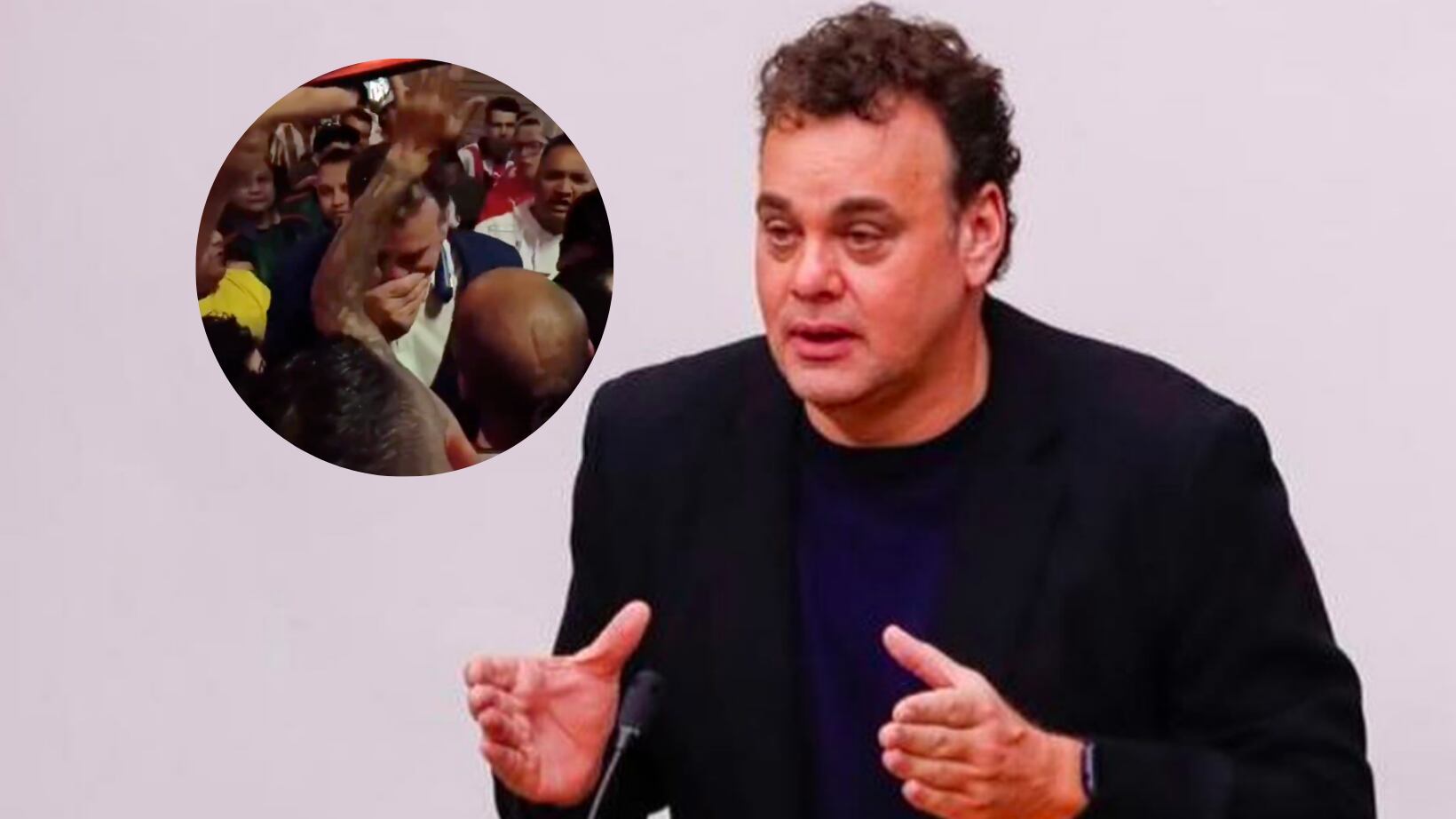 David Faitelson fue agredido por aficionados en el Estadio Akron.