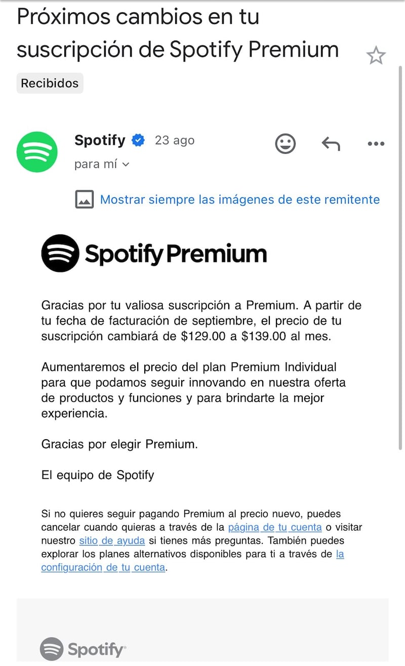 Spotify aumentó los precios de los Planes Premium