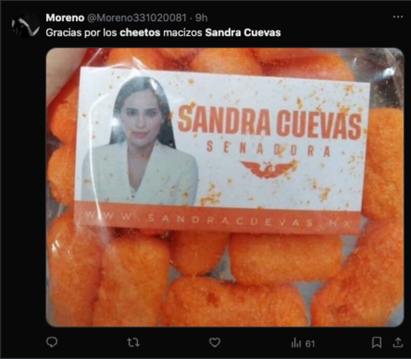 Chetos: Sandra Cuevas regala bolsas de frituras 'pirata' y la critican en redes sociales