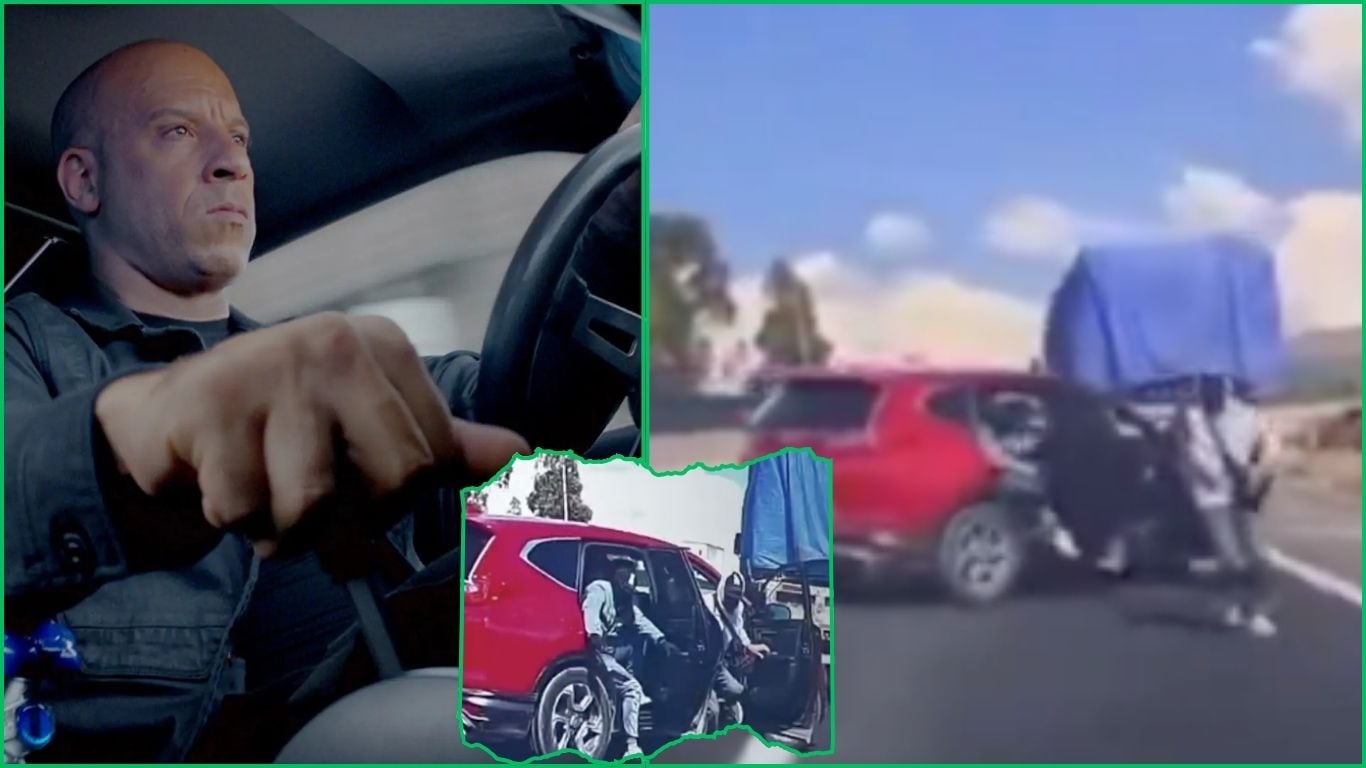 Familia repele robo en carretera con peligrosa maniobra