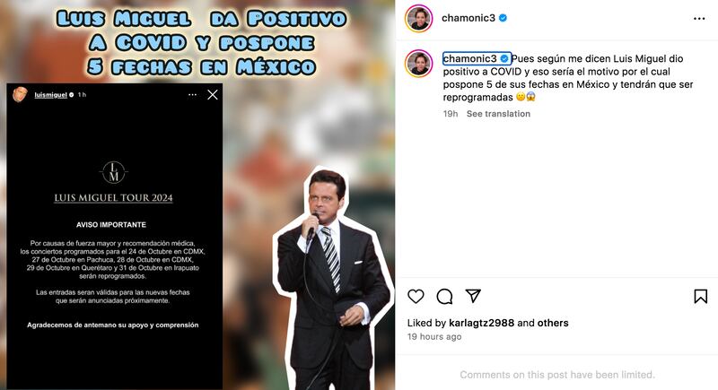 Estado de salud de Luis Miguel