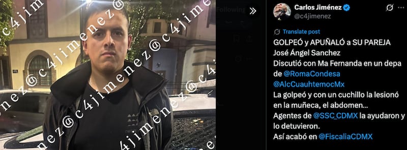 Acuchilla a su pareja en La Condesa