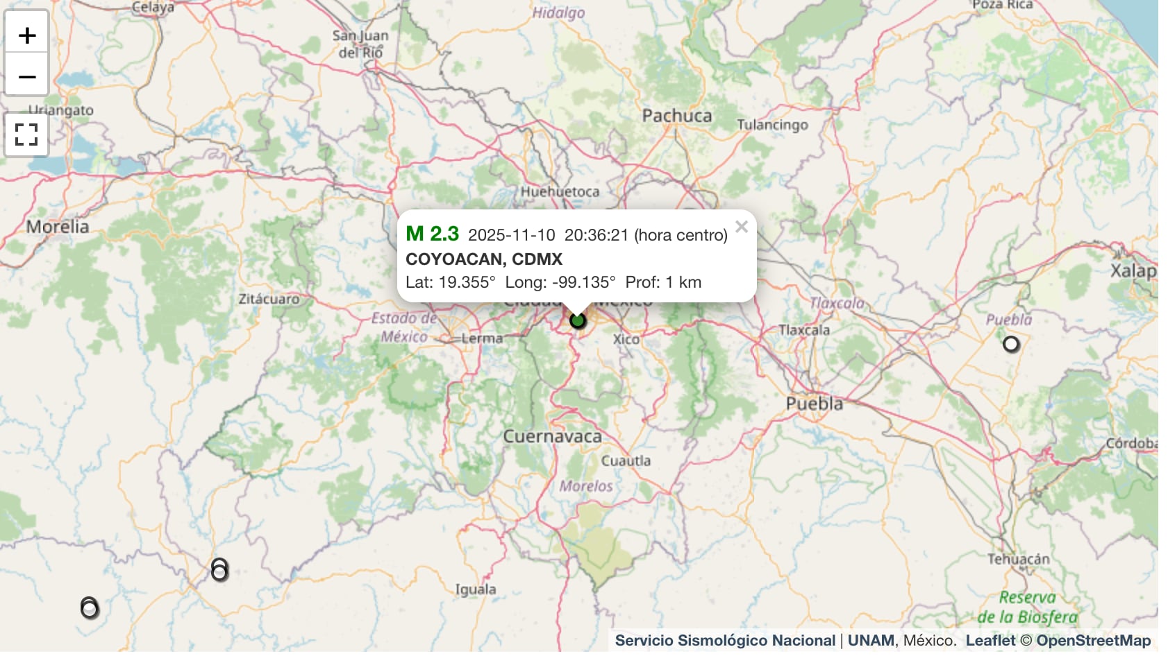 Microsismo en Coyoacán