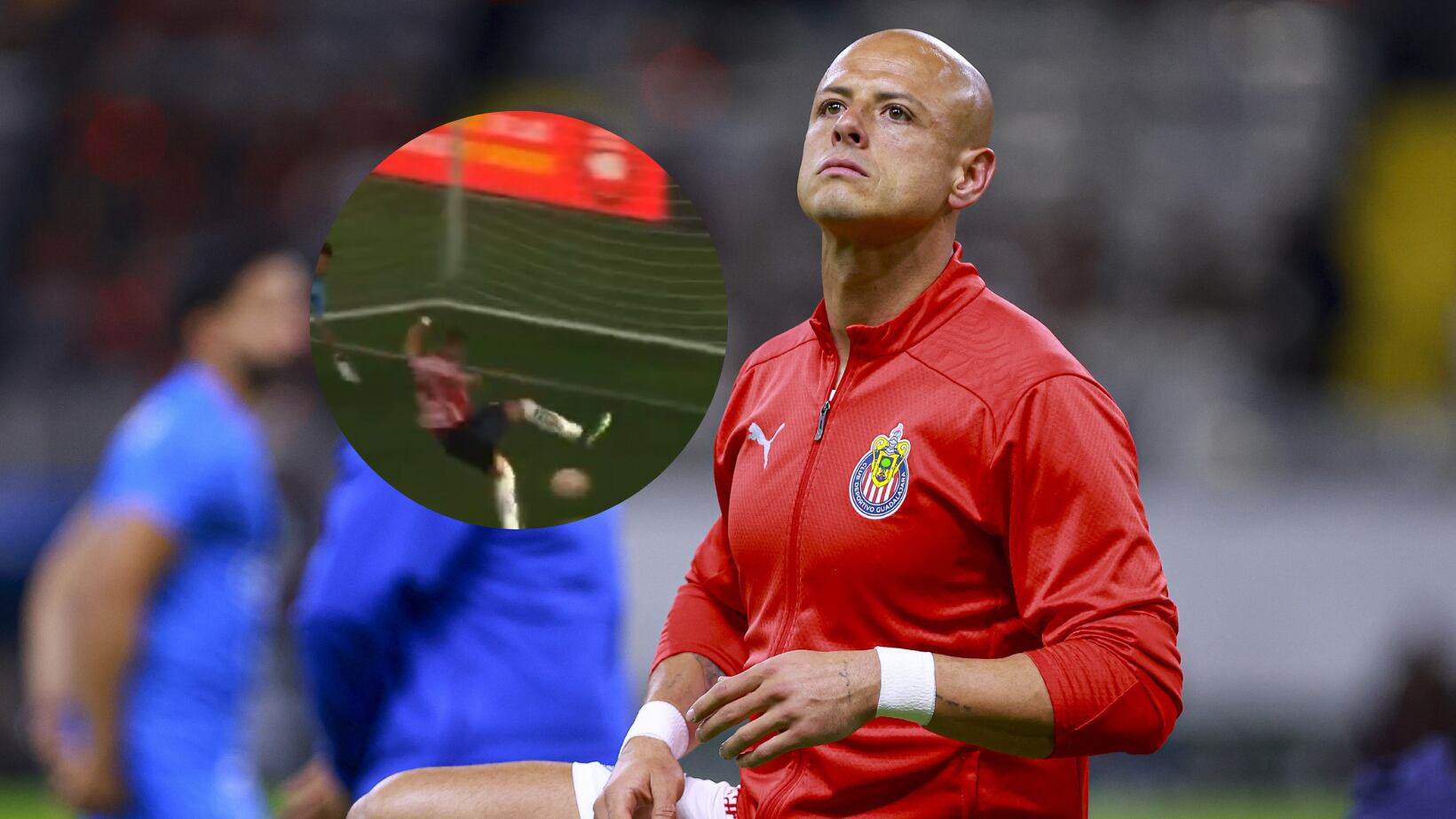 Chicharito Hernández falló frente a la portería.