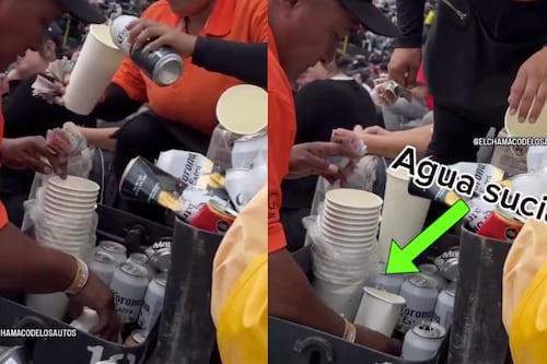 VIDEO: Captan a vendedores llenando vasos de cerveza con agua sucia en la NASCAR México