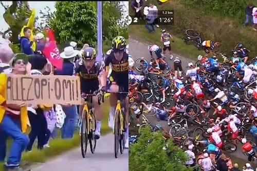 Impresionante caída en el Tour de Francia provocada por un aficionado