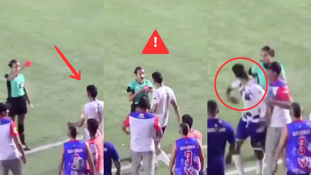 Video: Jugador cachetea a árbitra tras ser expulsado en pleno partido ¡Le sacó la roja y la golpeó!