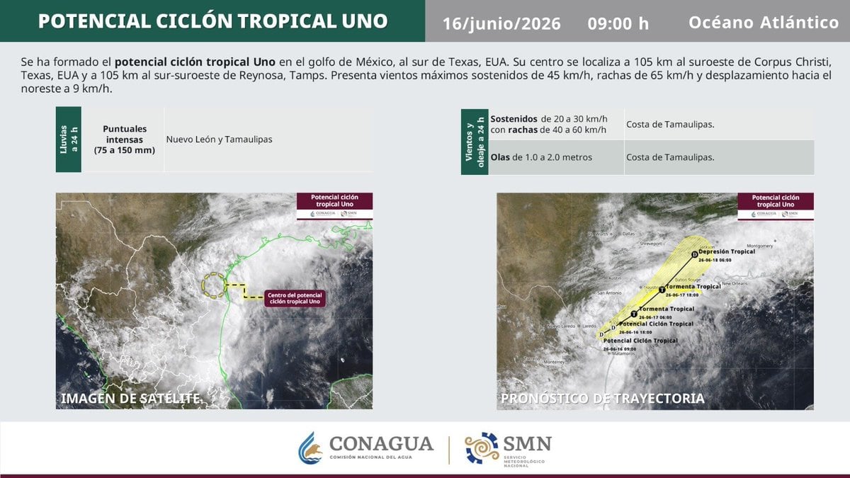 Actualmente el fenómeno se encuentra a unos 105 km de Corpus Christi.